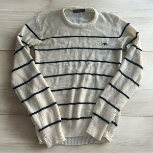 Vintage Sergio Valente Striped Sweater - Mens Size Small - Black and Cream